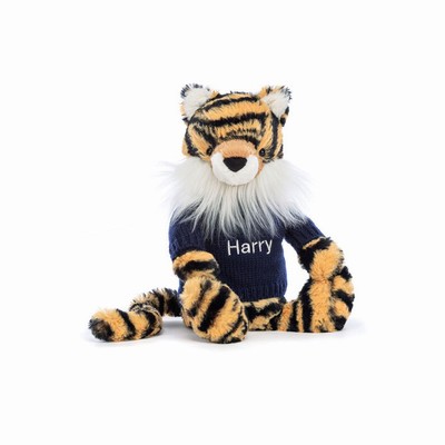 Jellycat Bashful Tiger with Navy Jumper New Zealand | YJGFP9624